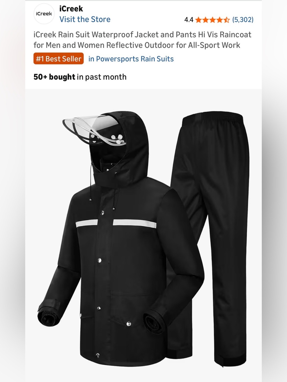 Men's Black Waterproof Rain Jacket & Pants